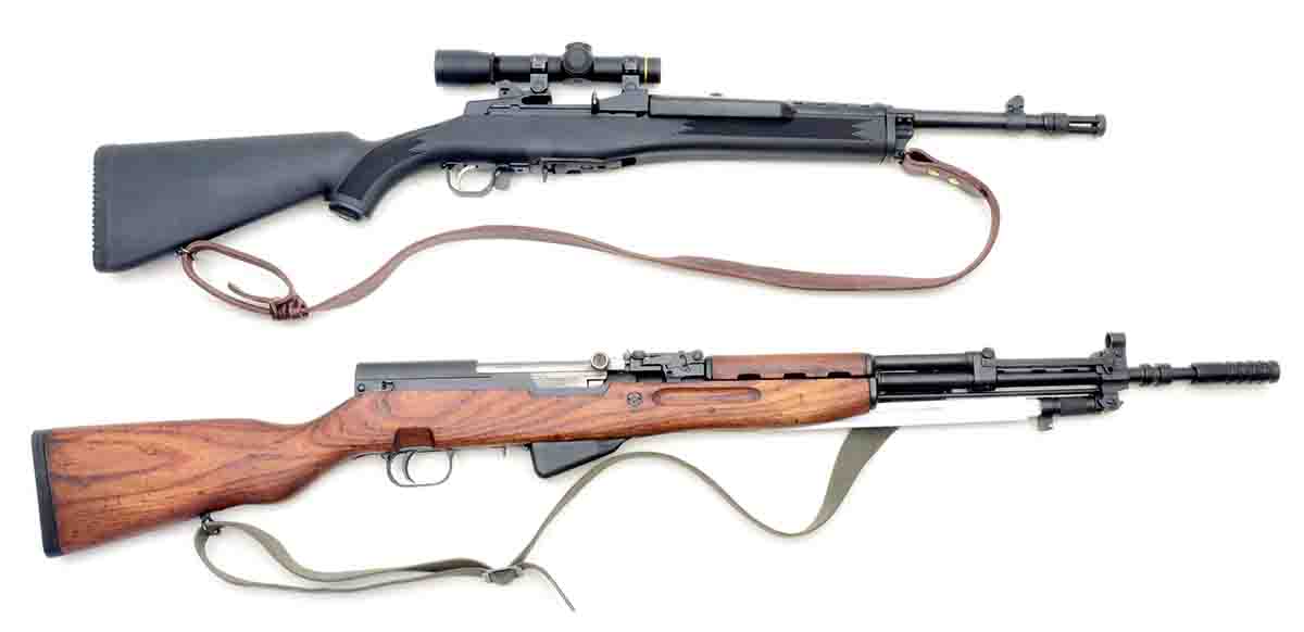 The Mini Thirty Tactical (top) features a barrel with a .308-inch groove diameter. Foreign military rifles such as the Yugoslavian SKS (bottom) have a .311-inch groove diameter.